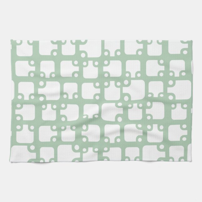 Mid Century Modern Pattern Sage Green 2 Kitchen Towel (Horizontal)