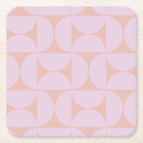 Mid Century Modern Pattern Soft Pastel Lilac Square Paper Coaster