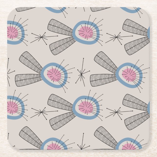 MID CENTURY MODERN Pattern Square Paper Coaster (Front)