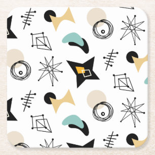 MID CENTURY MODERN Pattern Square Paper Coaster