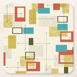 MID CENTURY MODERN Pattern Square Paper Coaster