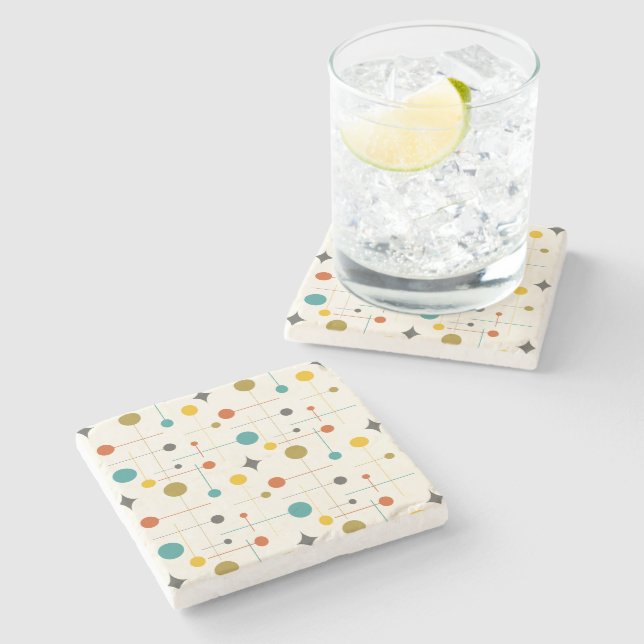 Mid Century Modern Pattern Stone Coaster (Side)