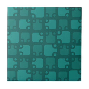 Mid Century Modern Pattern Teal Ceramic Tile