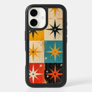Mid-Century Modern Pattern Teal Yellow Red iPhone 16 Case