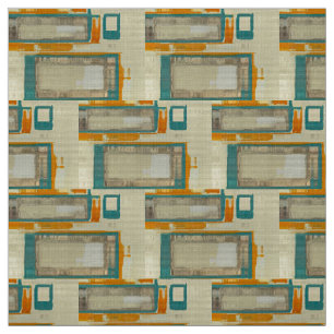 Mid-Century Modern Pattern Turquoise Orange Fabric