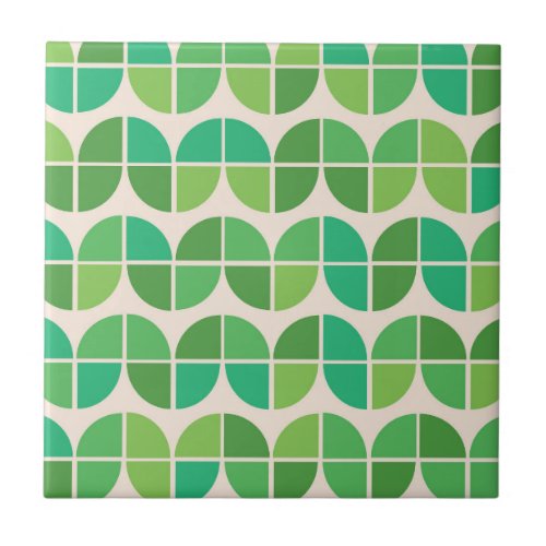  Mid Century Modern  Pattern with geometric green  Ceramic Tile