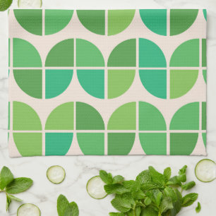  Mid Century Modern  Pattern with geometric green  Kitchen Towel