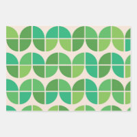 Mid Century Modern Abstract Pattern Sage Green Wrapping Paper