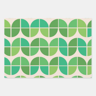 Mid Century Modern Pattern with geometric green Wrapping Paper Sheets