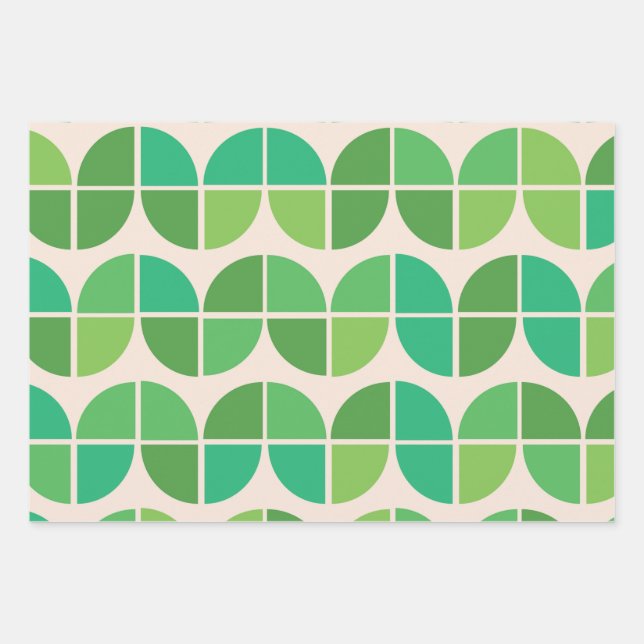  Mid Century Modern  Pattern with geometric green  Wrapping Paper Sheets (Front)