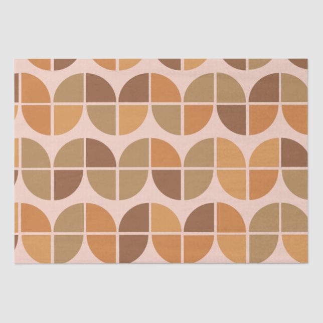  Mid Century Modern Pattern with geometric orange  Tissue Paper (Front)