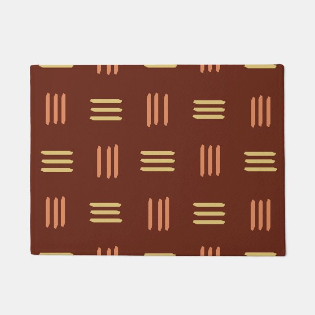 Mid Century Modern Patterned Lines (Mahogany) Doormat (Front)