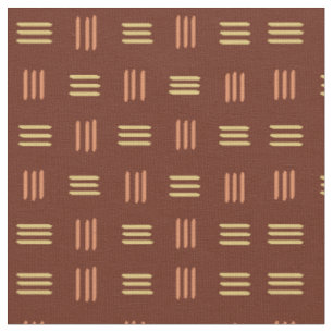 Mid Century Modern Patterned Lines (Mahogany) Fabric