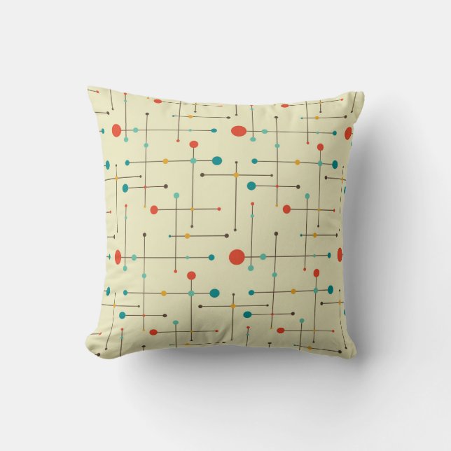 Mid century modern patterned  number  16 throw pillow (Front)