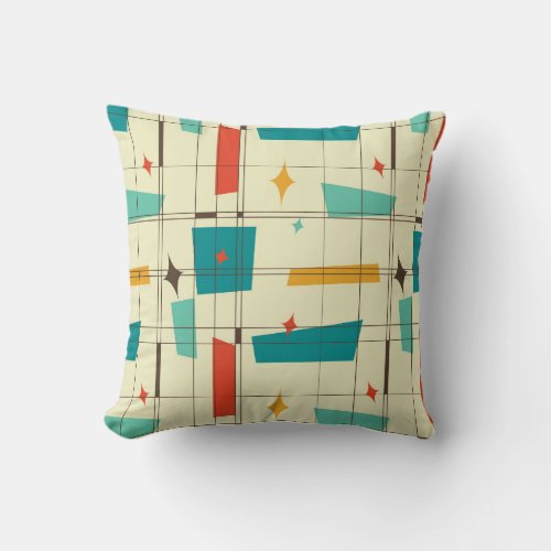 Mid century modern patterned  number  17 throw pillow