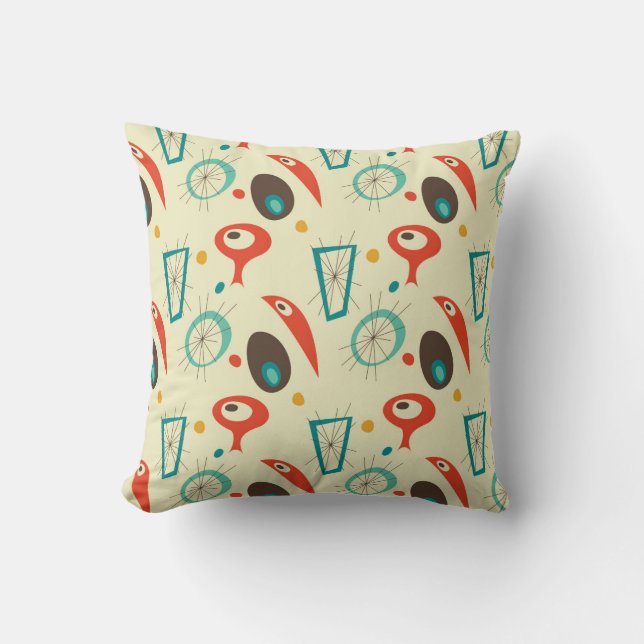 Mid century modern patterned  number  19 throw pillow (Front)