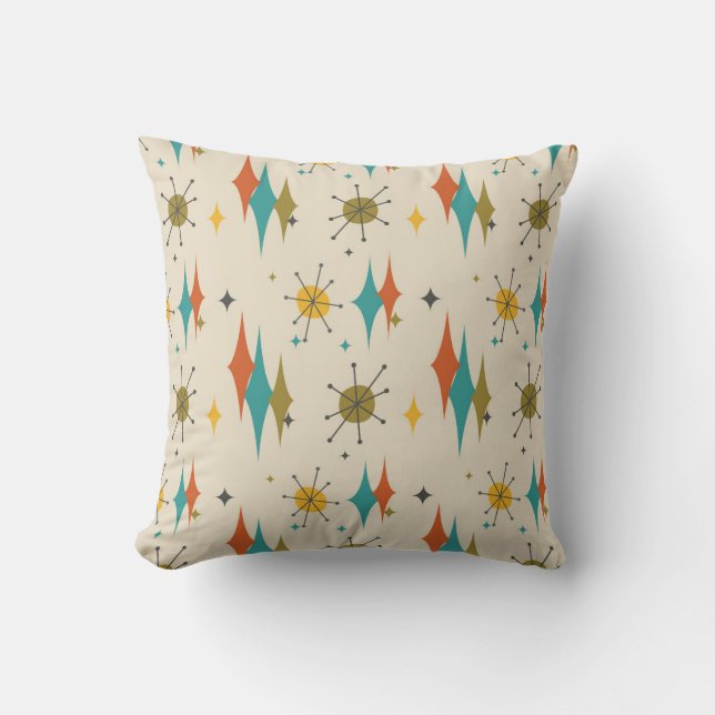 Mid century modern patterned  number 6 throw pillow (Front)