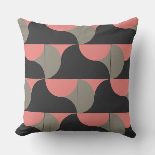 Mid-Century Modern peach and gray Throw Pillow