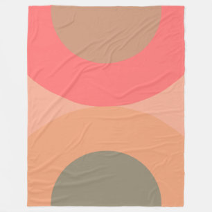 Mid-Century Modern Peach and Olive   Fleece Blanket