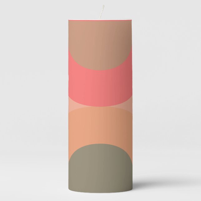 Mid-Century Modern Peach and Olive   Pillar Candle (Front)