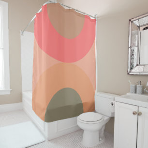 Mid-Century Modern Peach and Olive Shower Curtain
