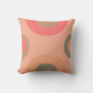 Mid-Century Modern Peach and Olive  Throw Pillow