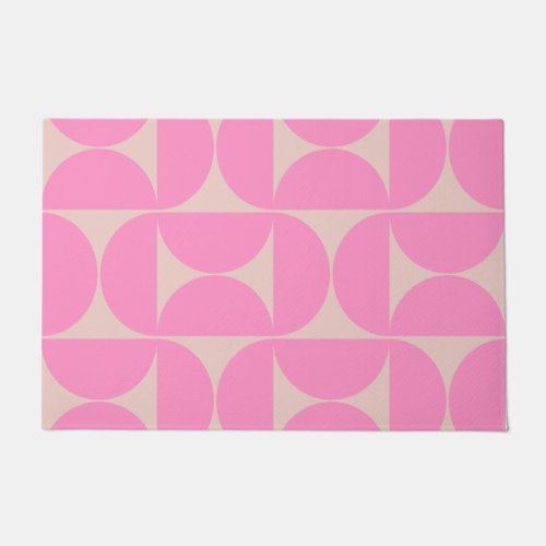 Mid Century Modern Peach And Pink Preppy Pattern Doormat