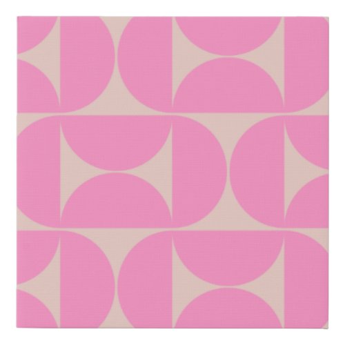 Mid Century Modern Peach And Pink Preppy Pattern Faux Canvas Print