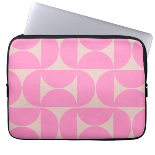 Mid Century Modern Peach And Pink Preppy Pattern Laptop Sleeve