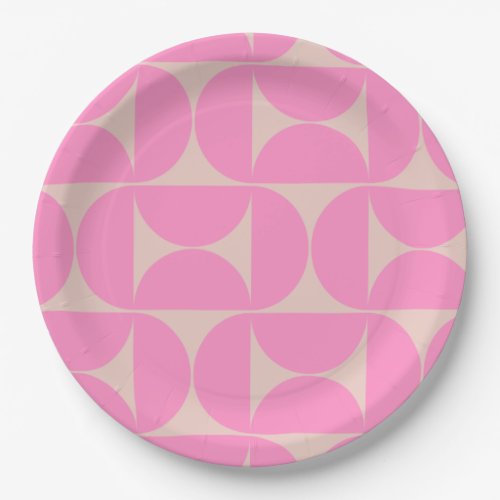 Mid Century Modern Peach And Pink Preppy Pattern Paper Plates
