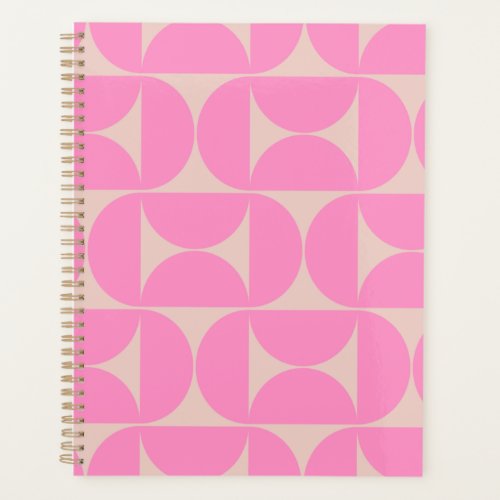 Mid Century Modern Peach And Pink Preppy Pattern Planner