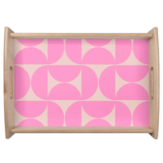 Mid Century Modern Peach And Pink Preppy Pattern Serving Tray (Front)