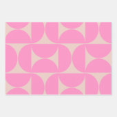 Mid Century Modern Peach And Pink Preppy Pattern Wrapping Paper Sheets (Front 3)