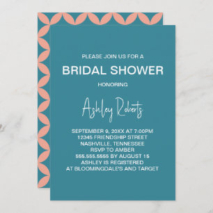 Mid-Century Modern Peach & Blue Mod Bridal Shower Invitation