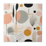 Mid Century Modern Peach Gold Abstract Ceramic Tile