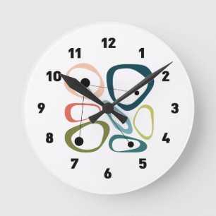 Mid Century Modern Pebbles Round Clock