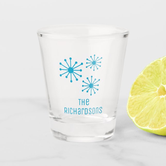 Mid Century Modern Personalized Atomic Age Retro  Shot Glass (Front)