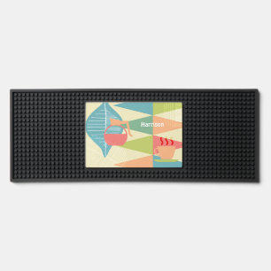 Mid Century Modern Personalized Coffee Bar Mat