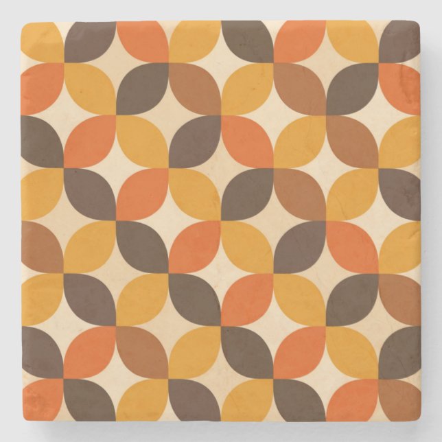 Mid century Modern Petal Pattern Stone Coaster (Front)