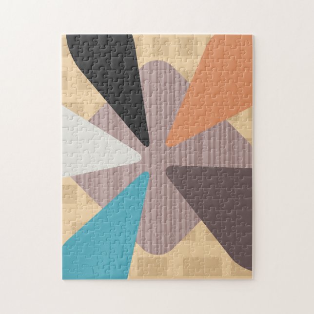 Mid Century Modern ‘Petals’ Art Colorful Jigsaw Puzzle (Vertical)