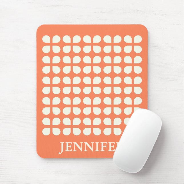 Mid Century Modern Petals in Orange Personalized Mouse Pad (With Mouse)