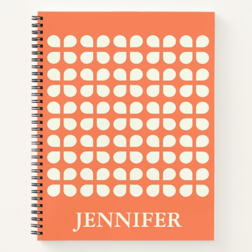 Mid Century Modern Petals in Orange Personalized Notebook