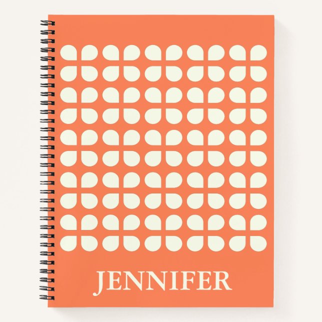 Mid Century Modern Petals in Orange Personalized Notebook (Front)