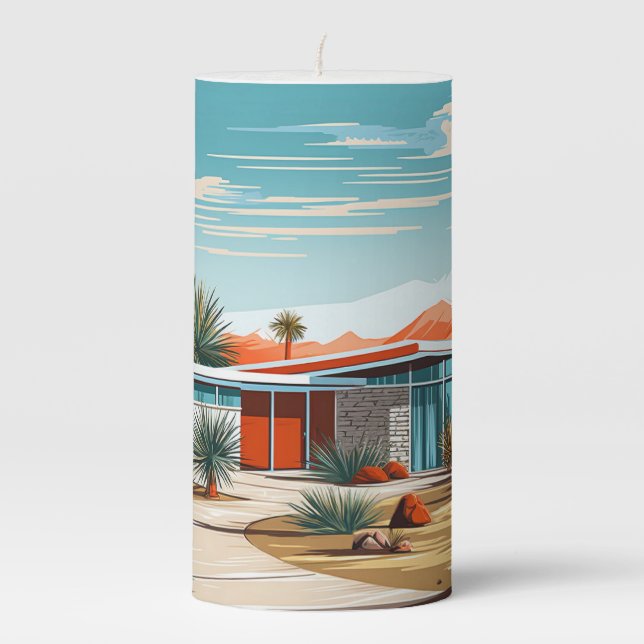 Mid-Century Modern Pillar Candle (Front)