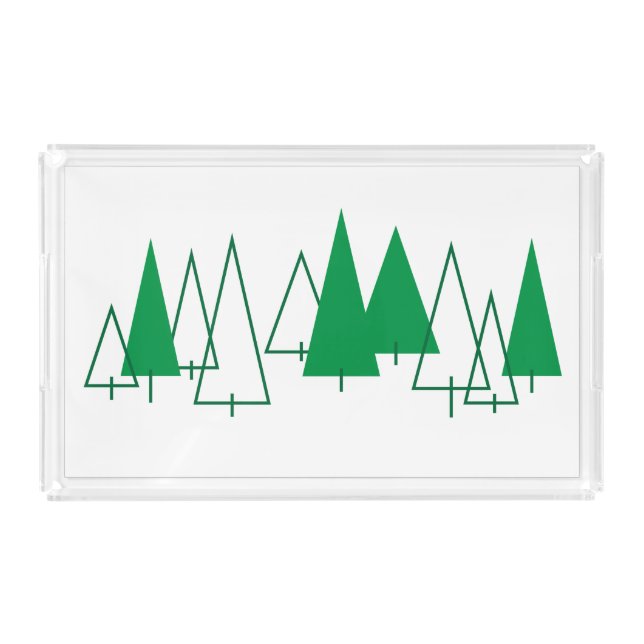 Mid Century Modern Pine Trees Acrylic Tray (Front)