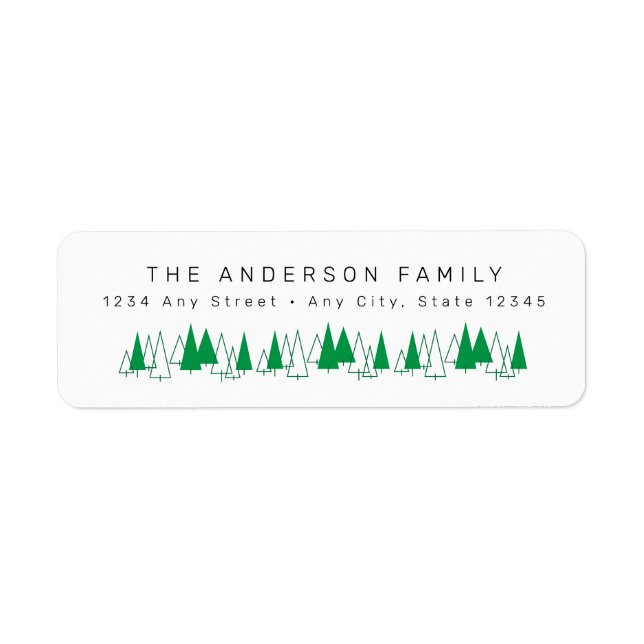 Mid Century Modern Pine Trees Return Address Label (Front)