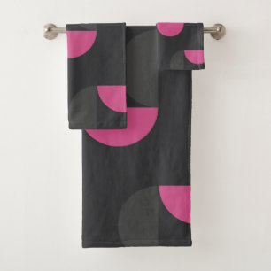 Mid-Century Modern pink and gray Bath Towel Set