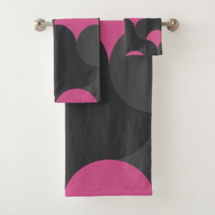 Mid-Century Modern pink and gray      Bath Towel Set