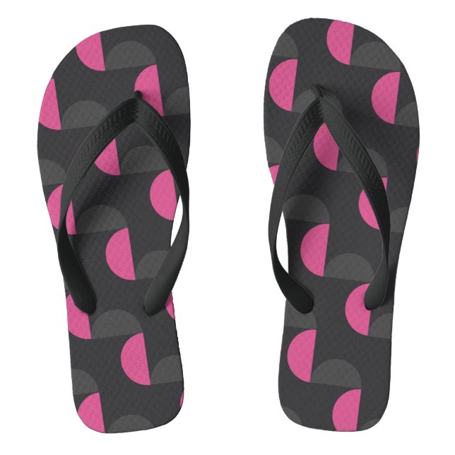 Mid-Century Modern pink and gray   Flip Flops (Footbed)