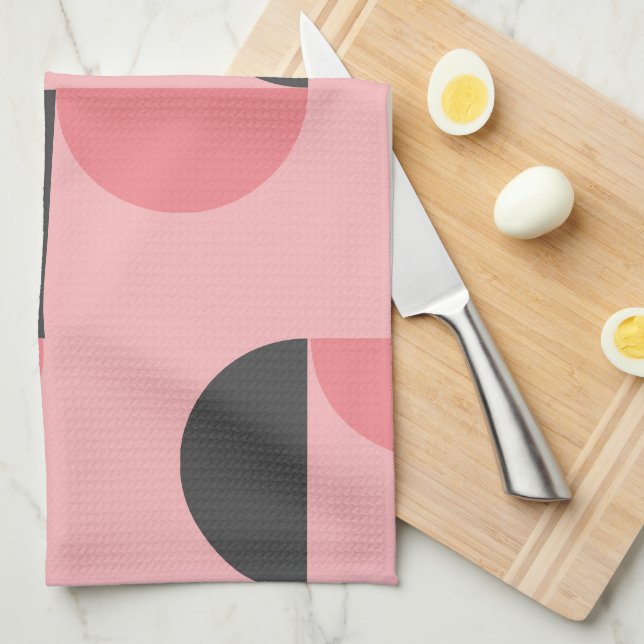 Mid-Century Modern Pink and gray    Kitchen Towel (Quarter Fold)